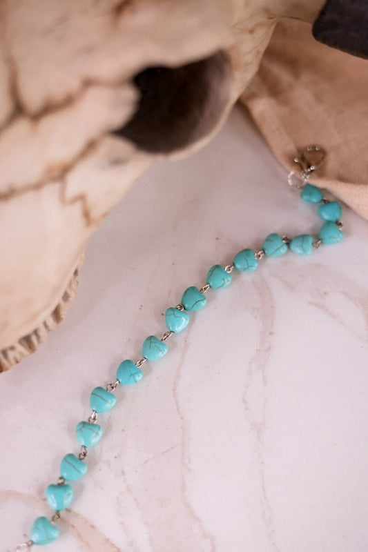 Turquoise Heart Trucker Hat Chain - Whiskey Skies - VIBES HAT COMPANY