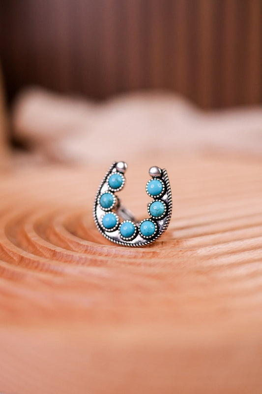 Turquoise Horseshoe Stretch Ring - Whiskey Skies - BOHO RANCH SHOP