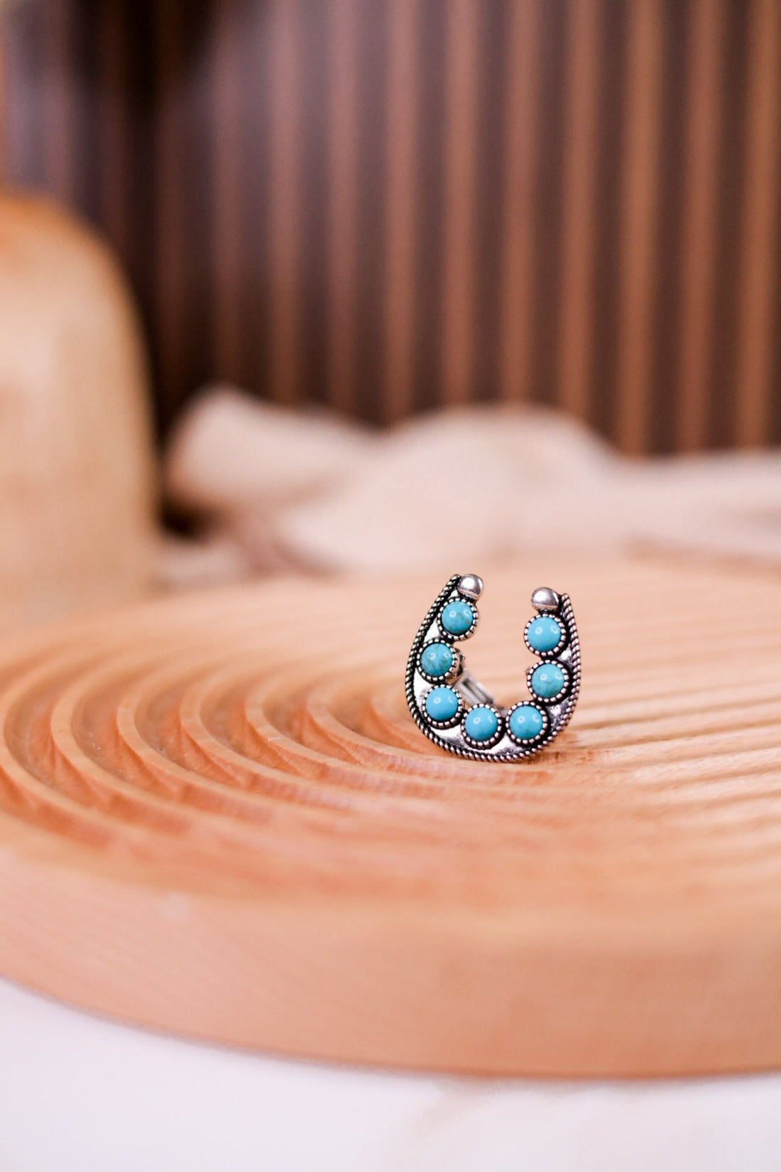 Turquoise Horseshoe Stretch Ring - Whiskey Skies - BOHO RANCH SHOP