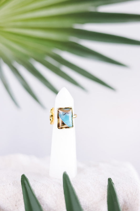 Turquoise Ring - Whiskey Skies - LESLIE CURTIS JEWLERY DESIGNS