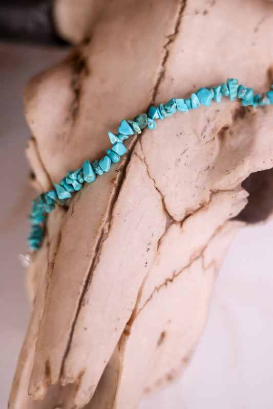 Turquoise Stone Chips Trucker Hat Chain - Whiskey Skies - H+P WHOLESALE