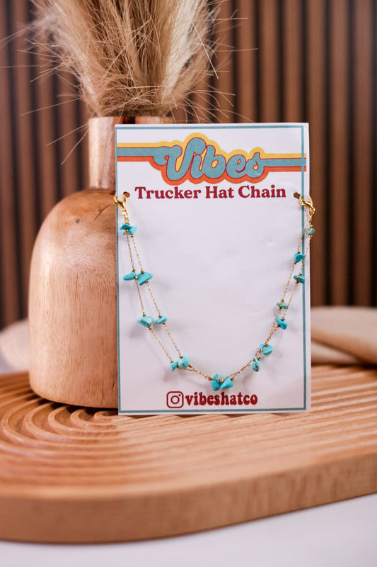 Turquoise Trucker Hat Chain - Whiskey Skies - VIBES HAT COMPANY