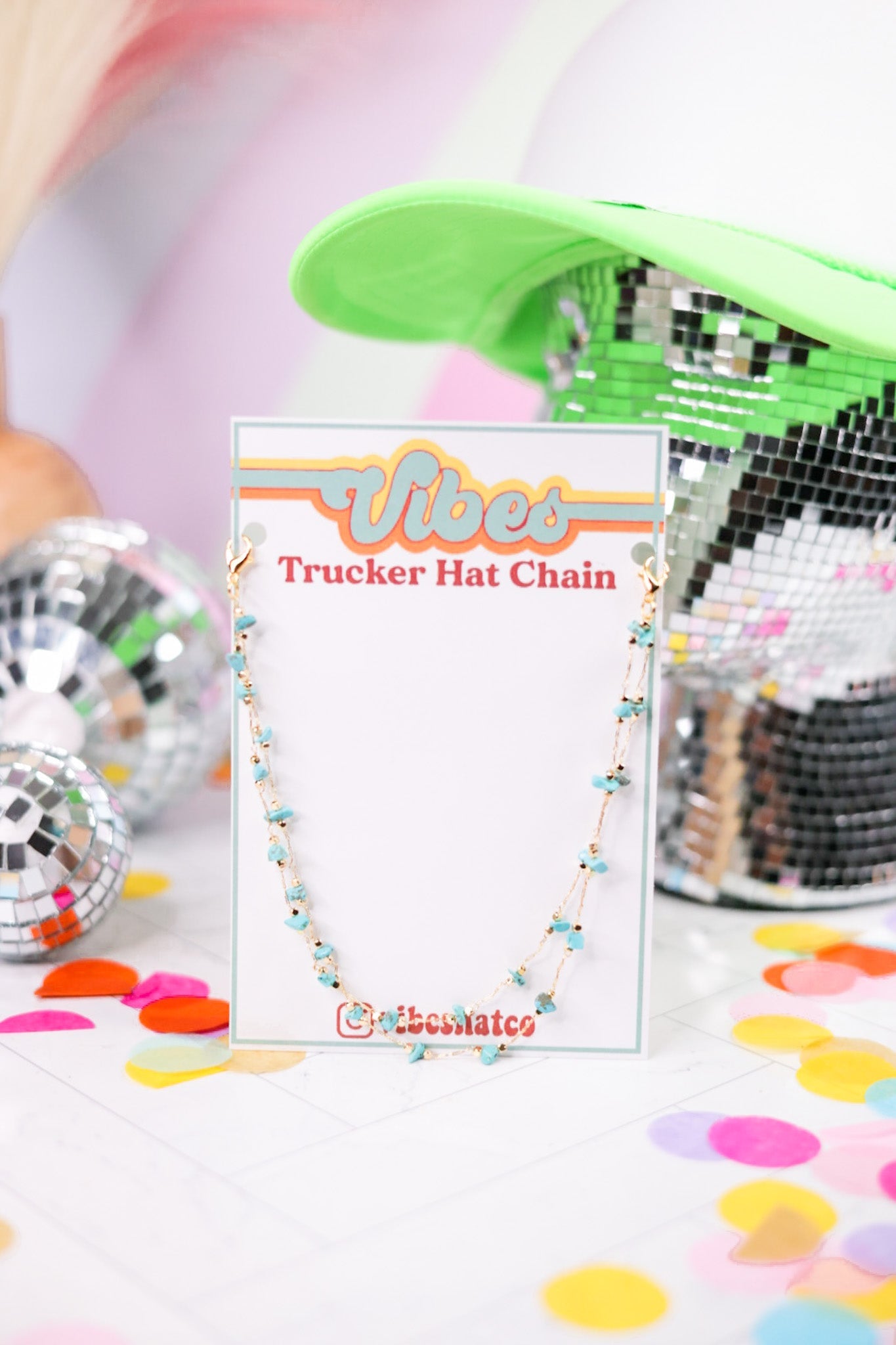 Turquoise Trucker Hat Chain - Whiskey Skies - VIBES HAT COMPANY