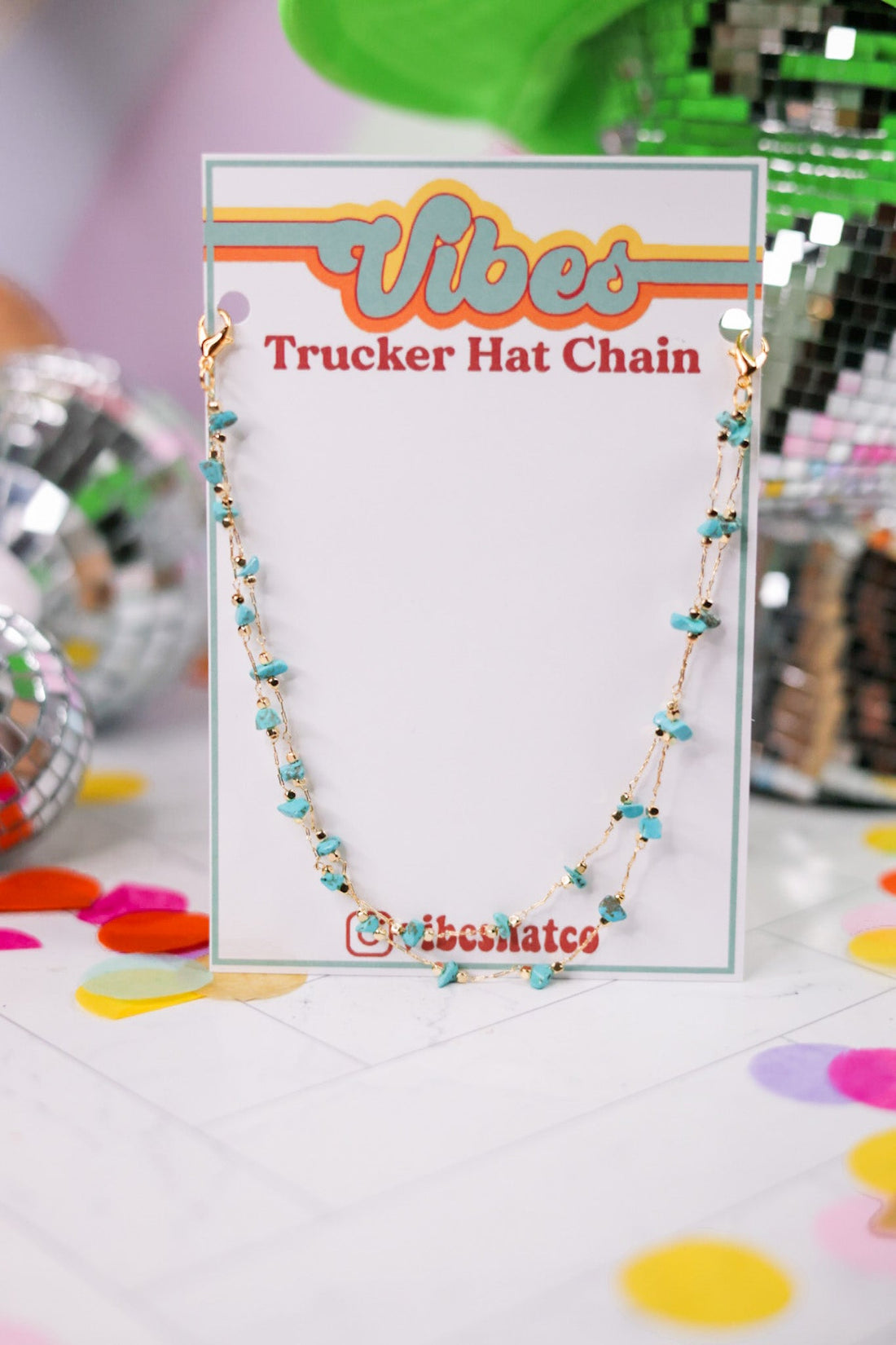 Turquoise Trucker Hat Chain - Whiskey Skies - VIBES HAT COMPANY