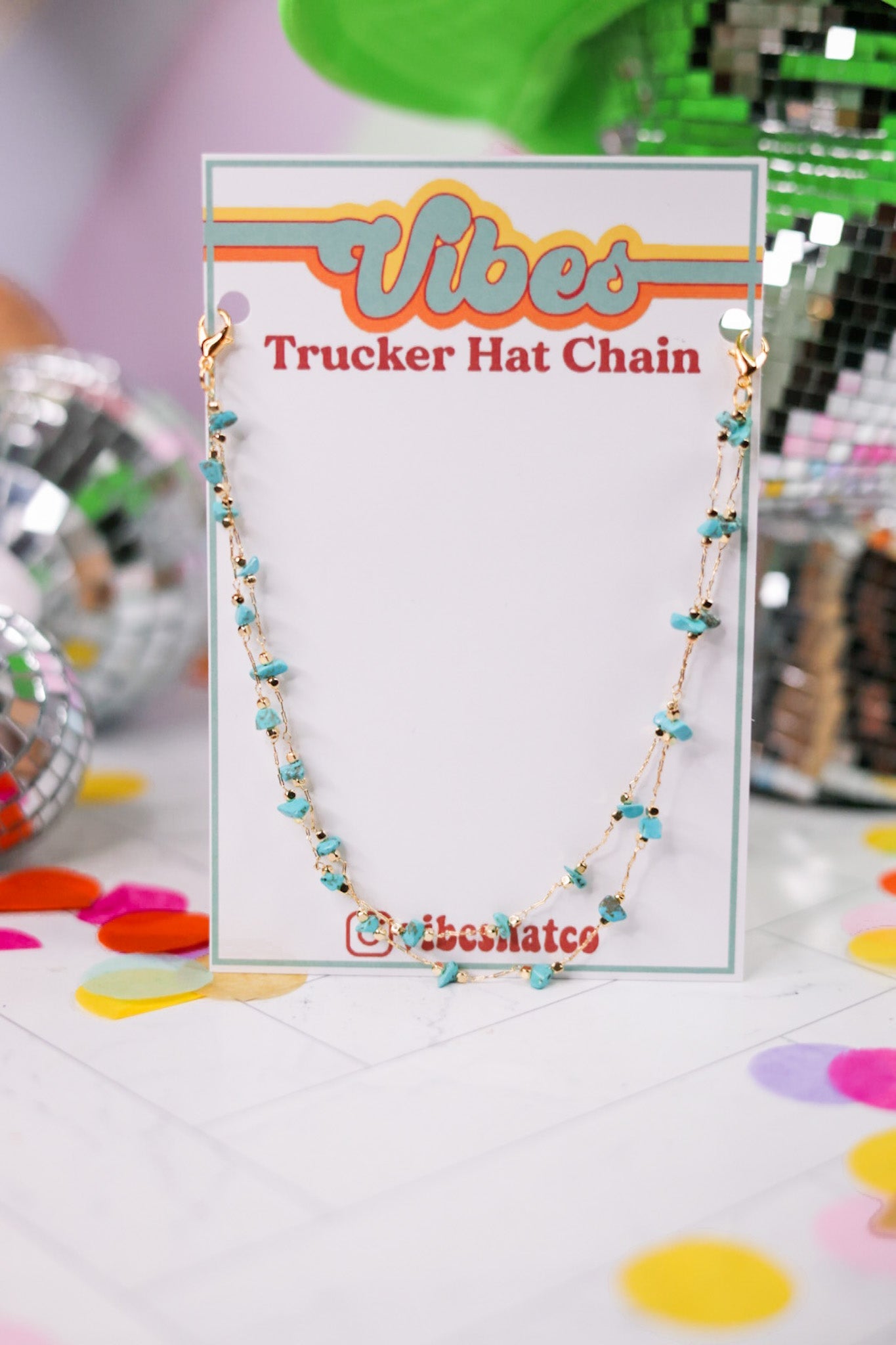 Turquoise Trucker Hat Chain - Whiskey Skies - VIBES HAT COMPANY