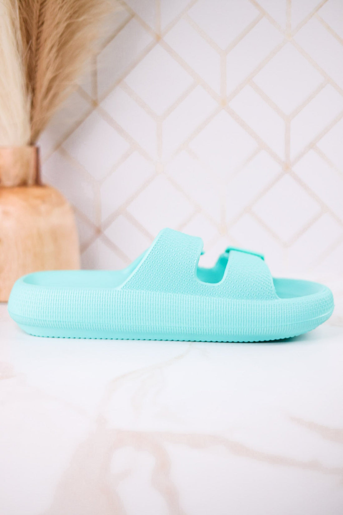 Turquoise Waterproof Cushioned Slides - Whiskey Skies - SPRING FOOTWEAR