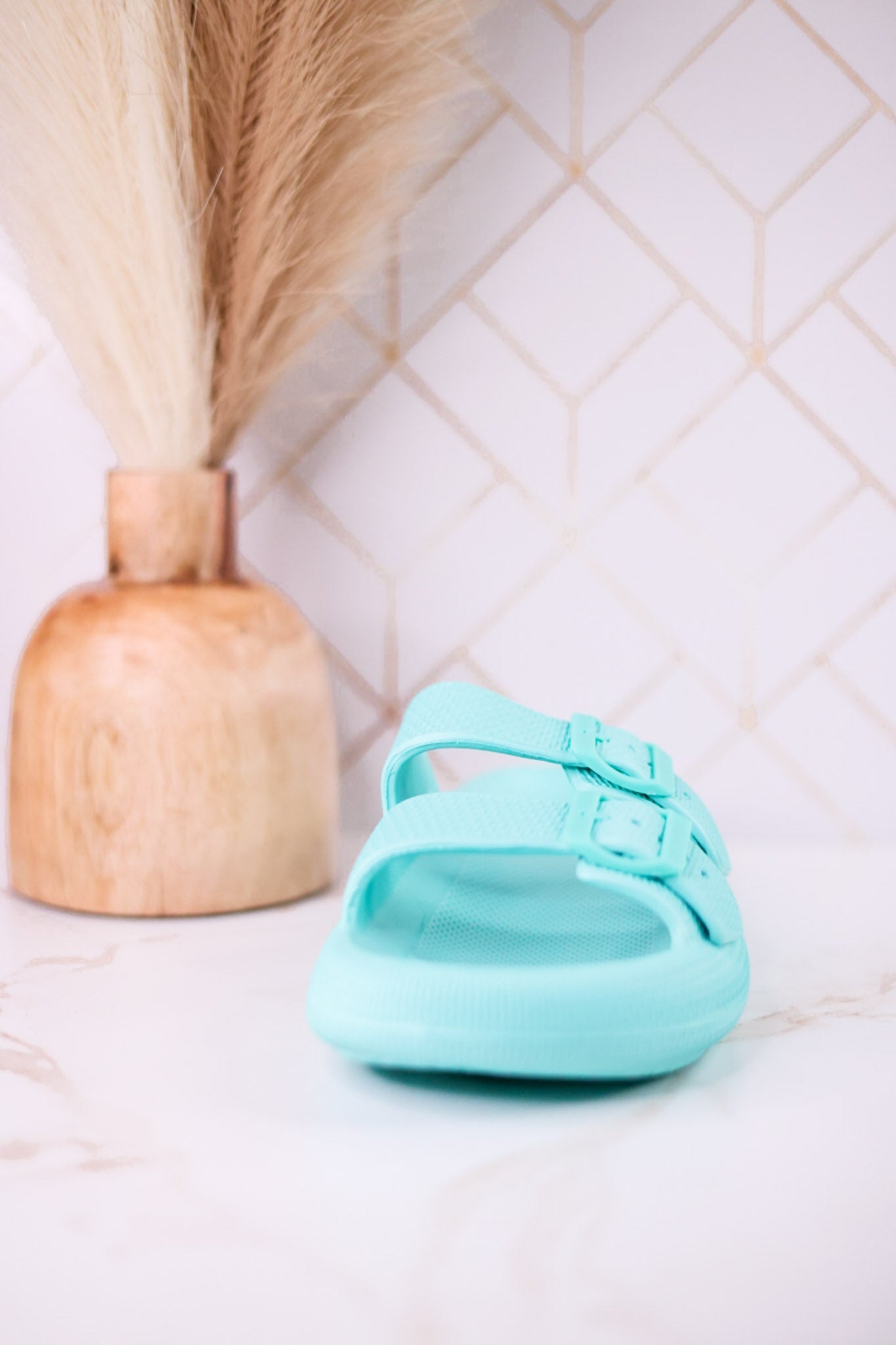 Turquoise Waterproof Cushioned Slides - Whiskey Skies - SPRING FOOTWEAR
