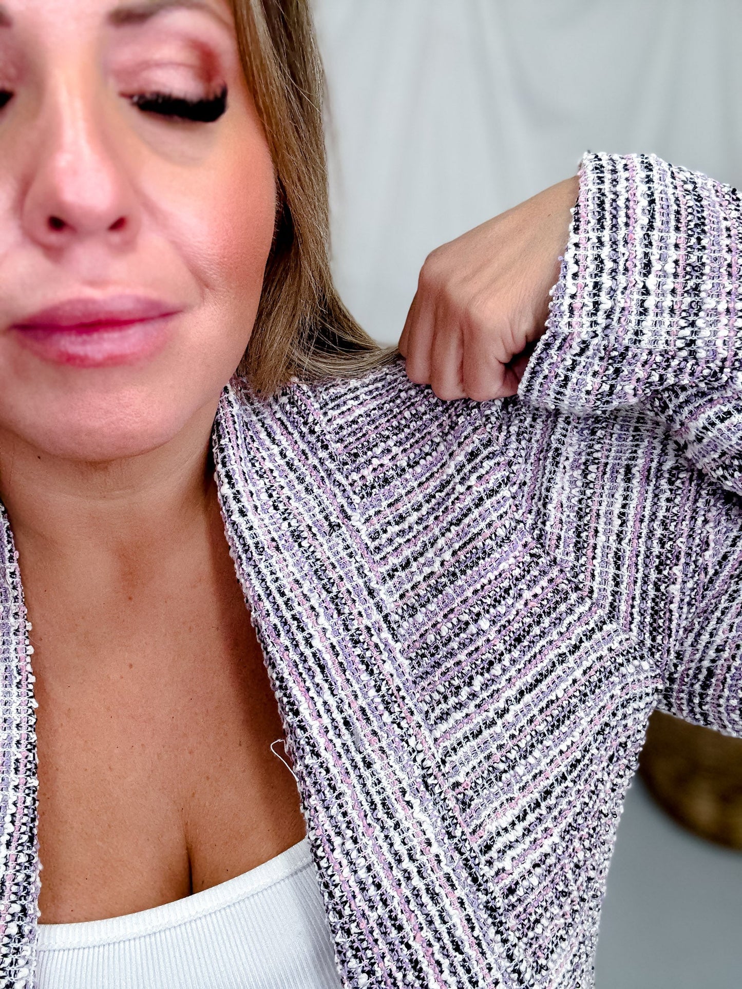 Tweed Open Front Longline Blazer (4 Colors) - Whiskey Skies - DEAR SCARLETT