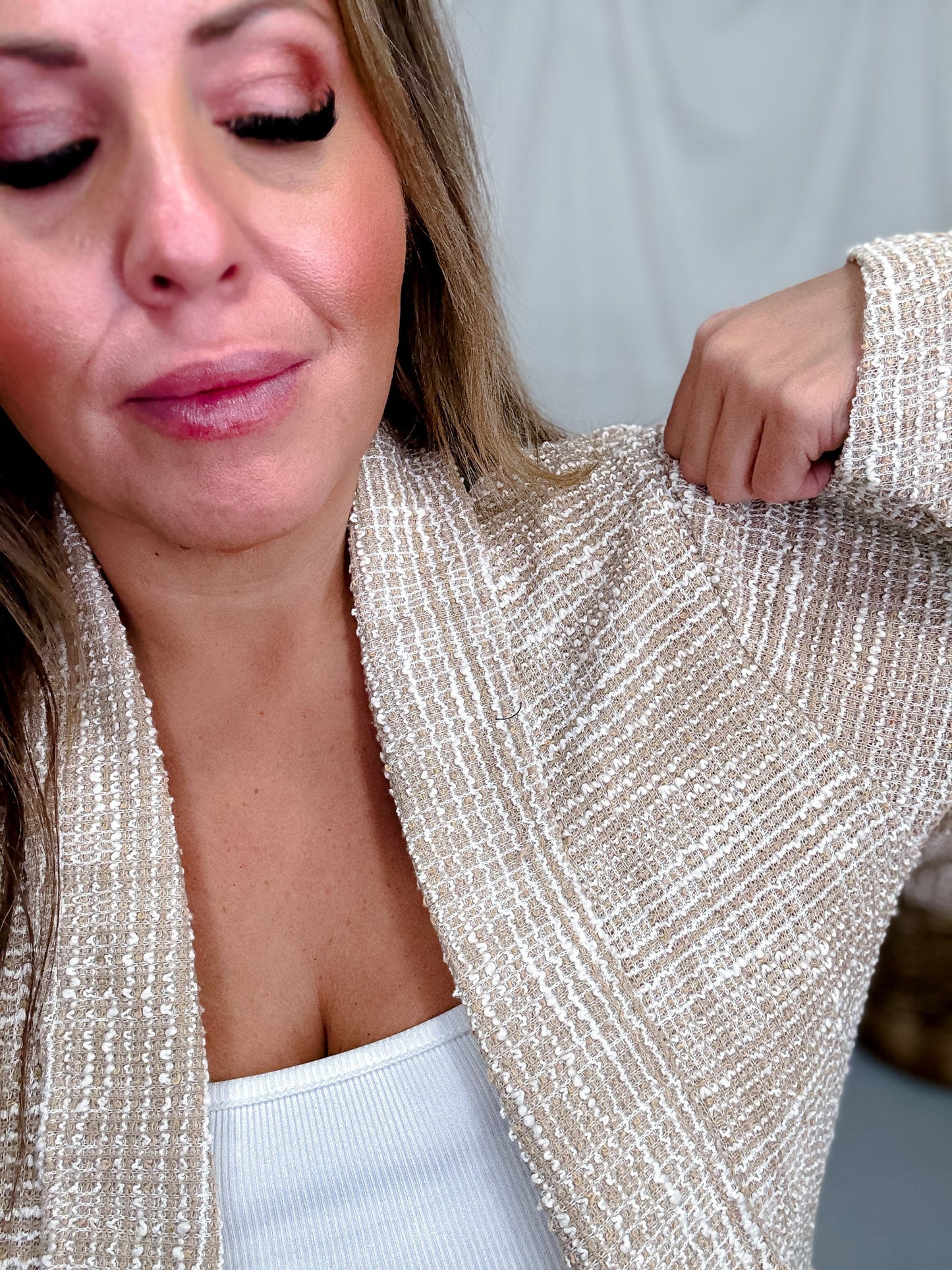 Tweed Open Front Longline Blazer (4 Colors) - Whiskey Skies - DEAR SCARLETT