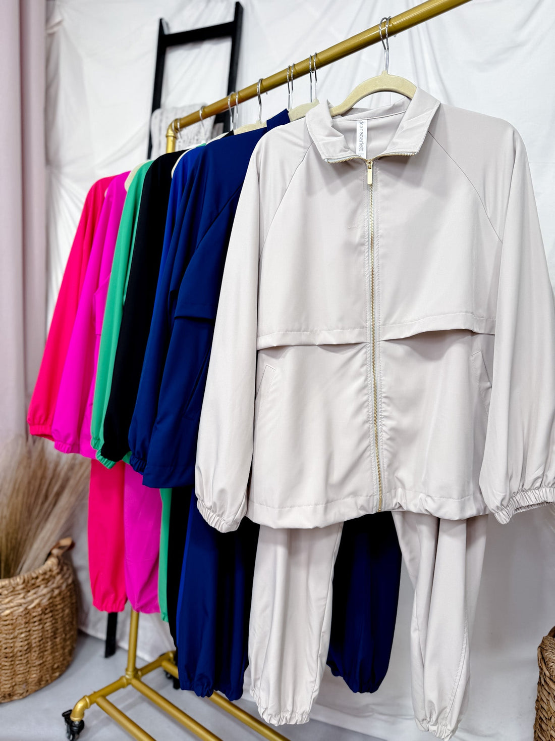 Two Piece Solid Zip Up Jacket & Jogger Set (7 Colors) - Whiskey Skies - DEAR SCARLETT