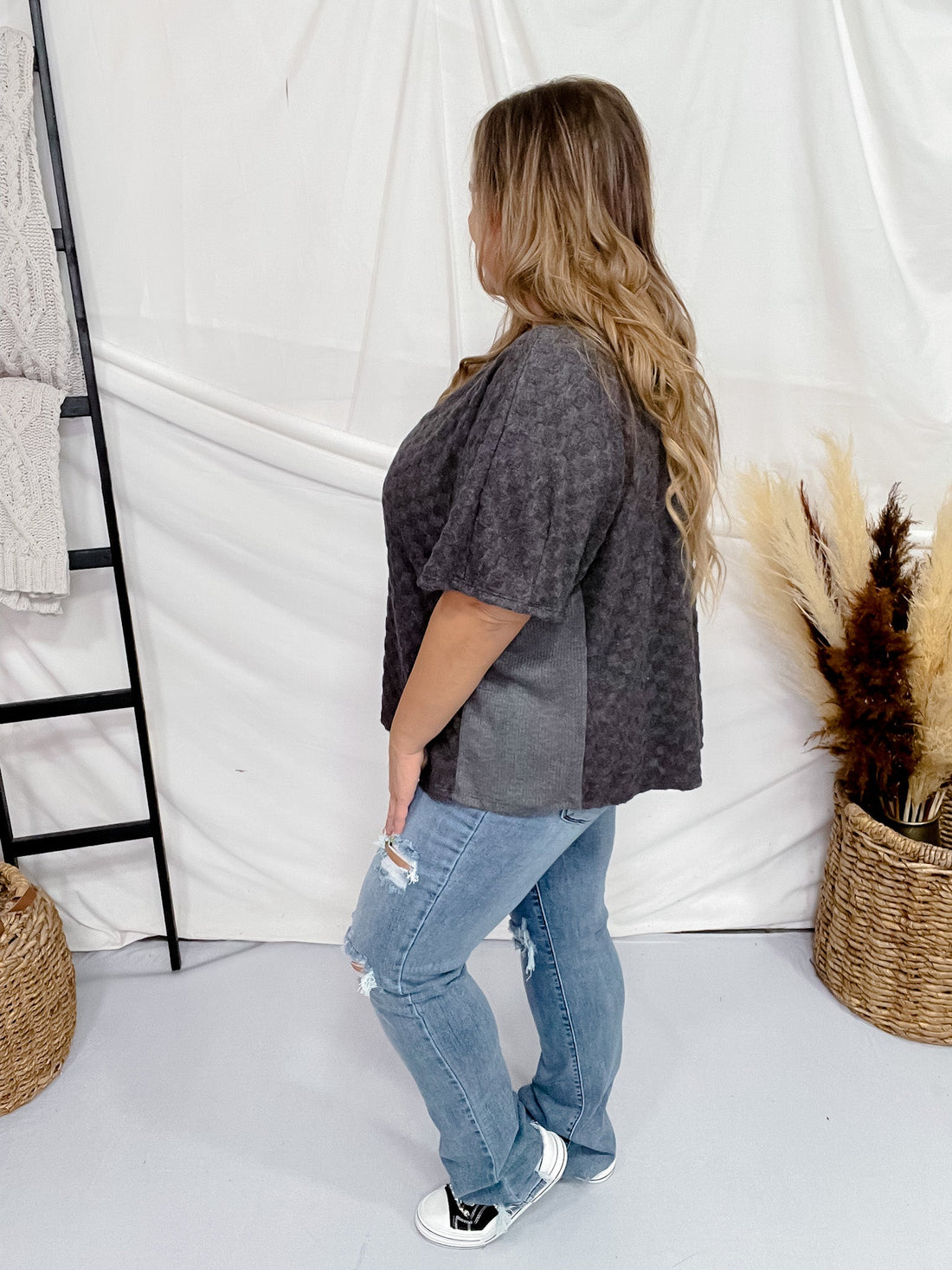 Ultra Soft Short Sleeve Charcoal Top - Whiskey Skies - SEW IN LOVE
