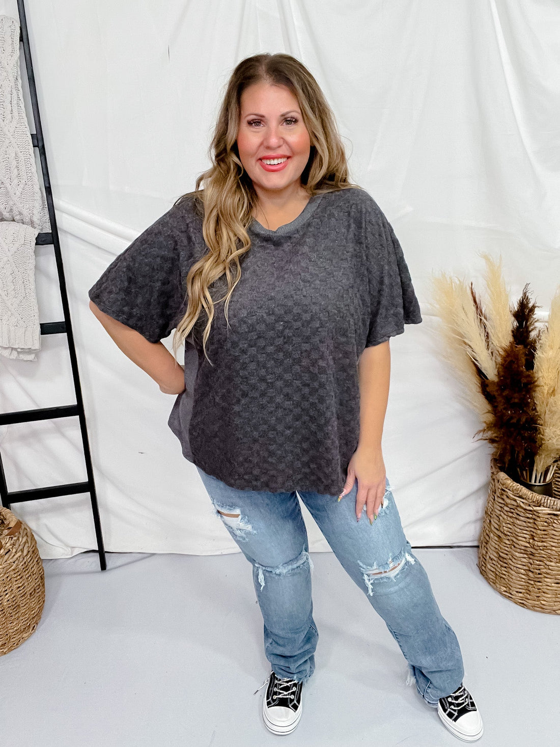 Ultra Soft Short Sleeve Charcoal Top - Whiskey Skies - SEW IN LOVE
