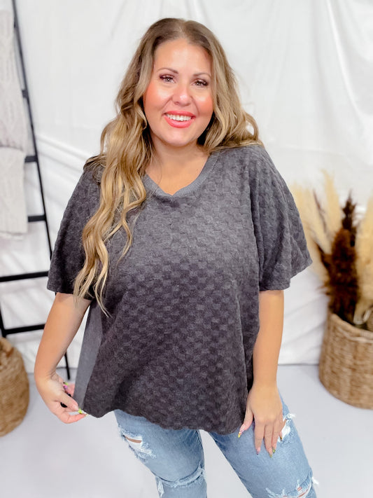 Ultra Soft Short Sleeve Charcoal Top - Whiskey Skies - SEW IN LOVE