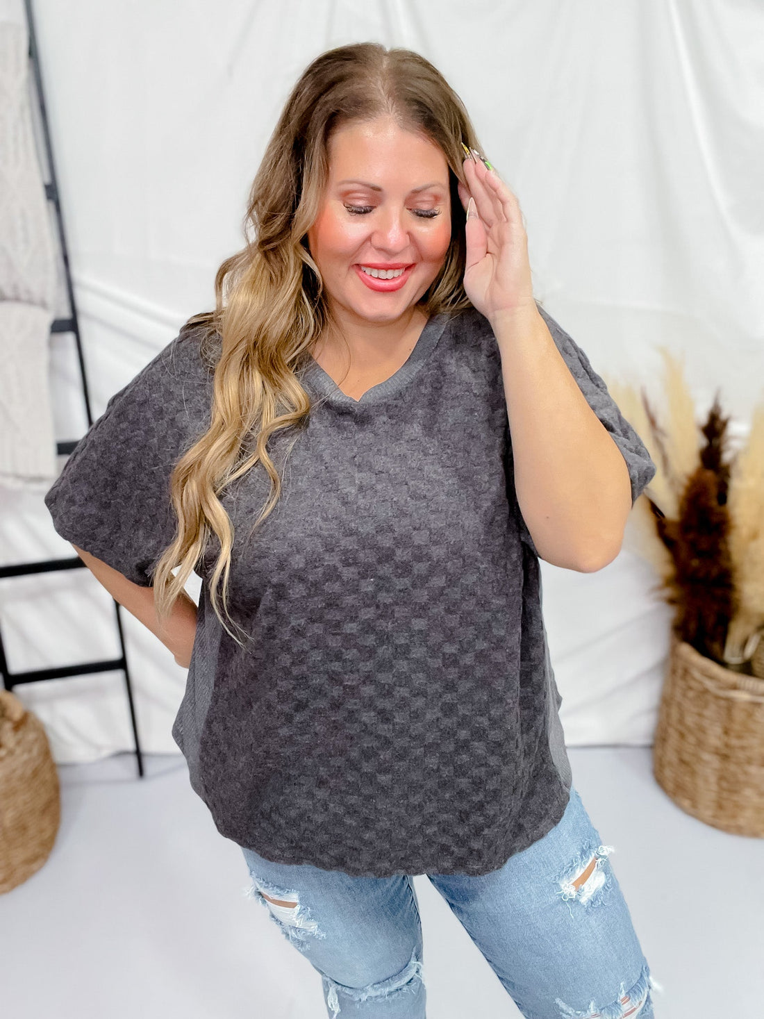 Ultra Soft Short Sleeve Charcoal Top - Whiskey Skies - SEW IN LOVE