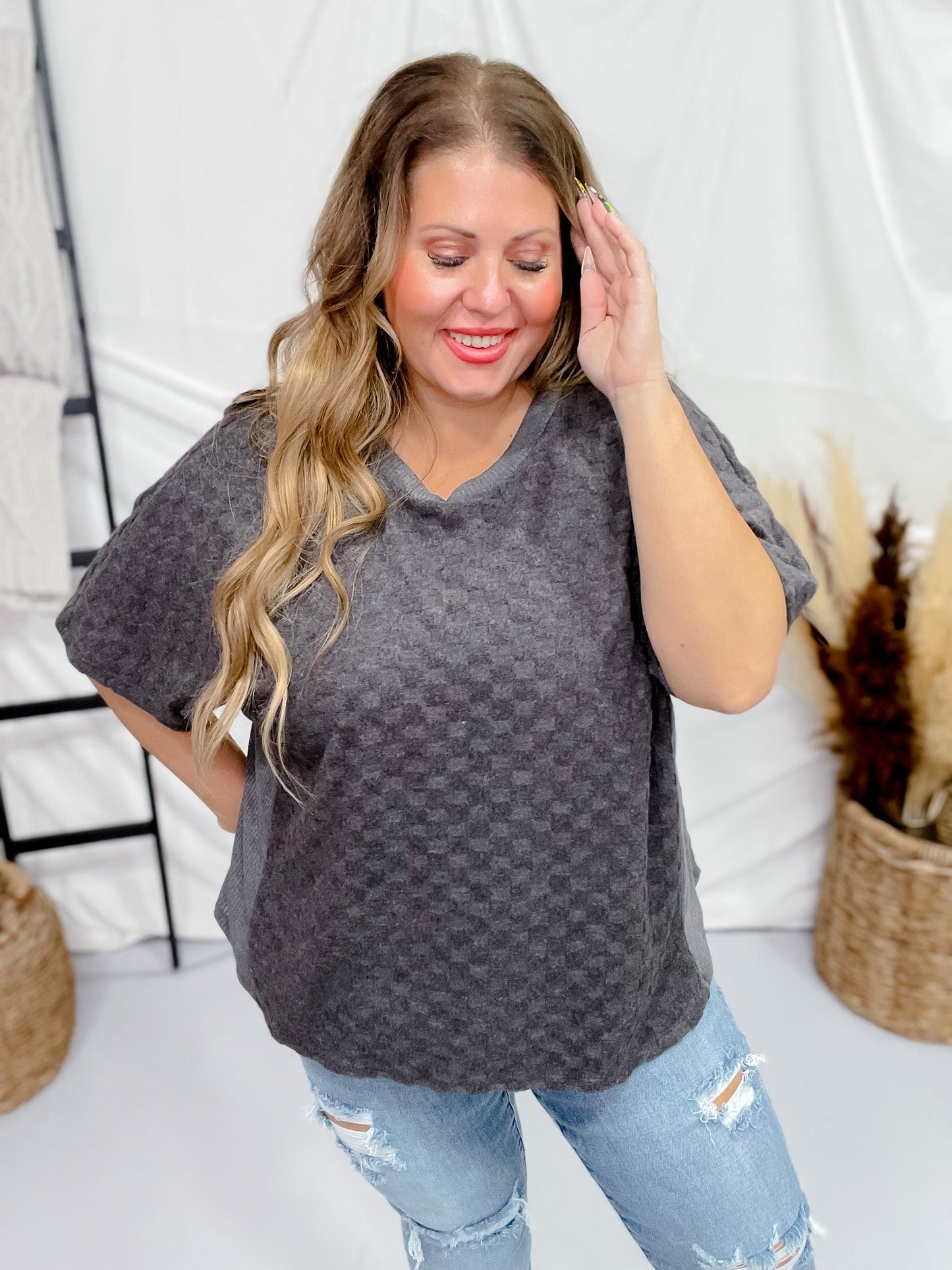 Ultra Soft Short Sleeve Charcoal Top - Whiskey Skies - SEW IN LOVE