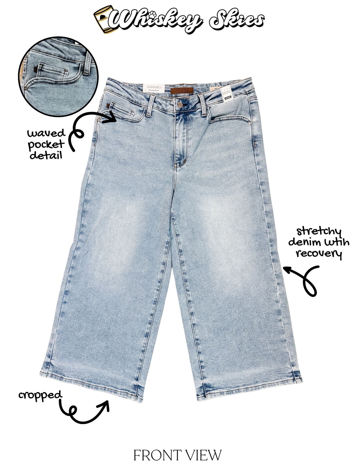 Judy Blue Mid Rise Wide Leg Cropped Jeans