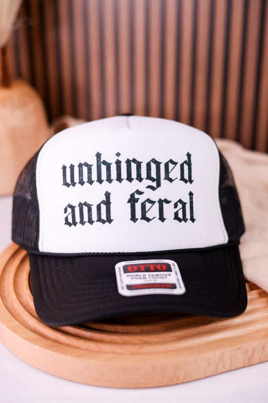Unhinged And Feral Trucker Hat - Whiskey Skies - H+P WHOLESALE