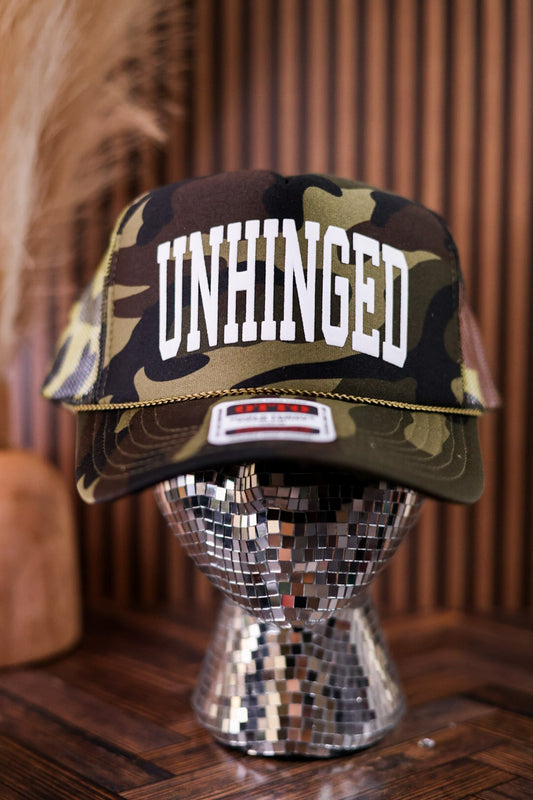 Unhinged Camo Snapback Trucker Hat - Whiskey Skies - SOUTHERN BLISS COMPANY