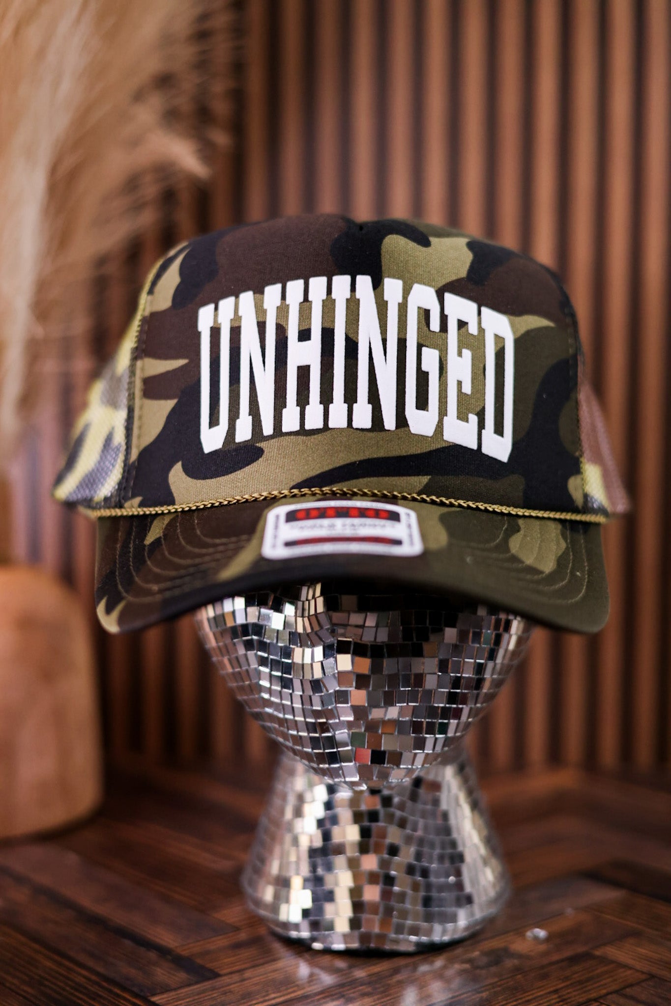 Unhinged Camo Snapback Trucker Hat - Whiskey Skies - SOUTHERN BLISS COMPANY
