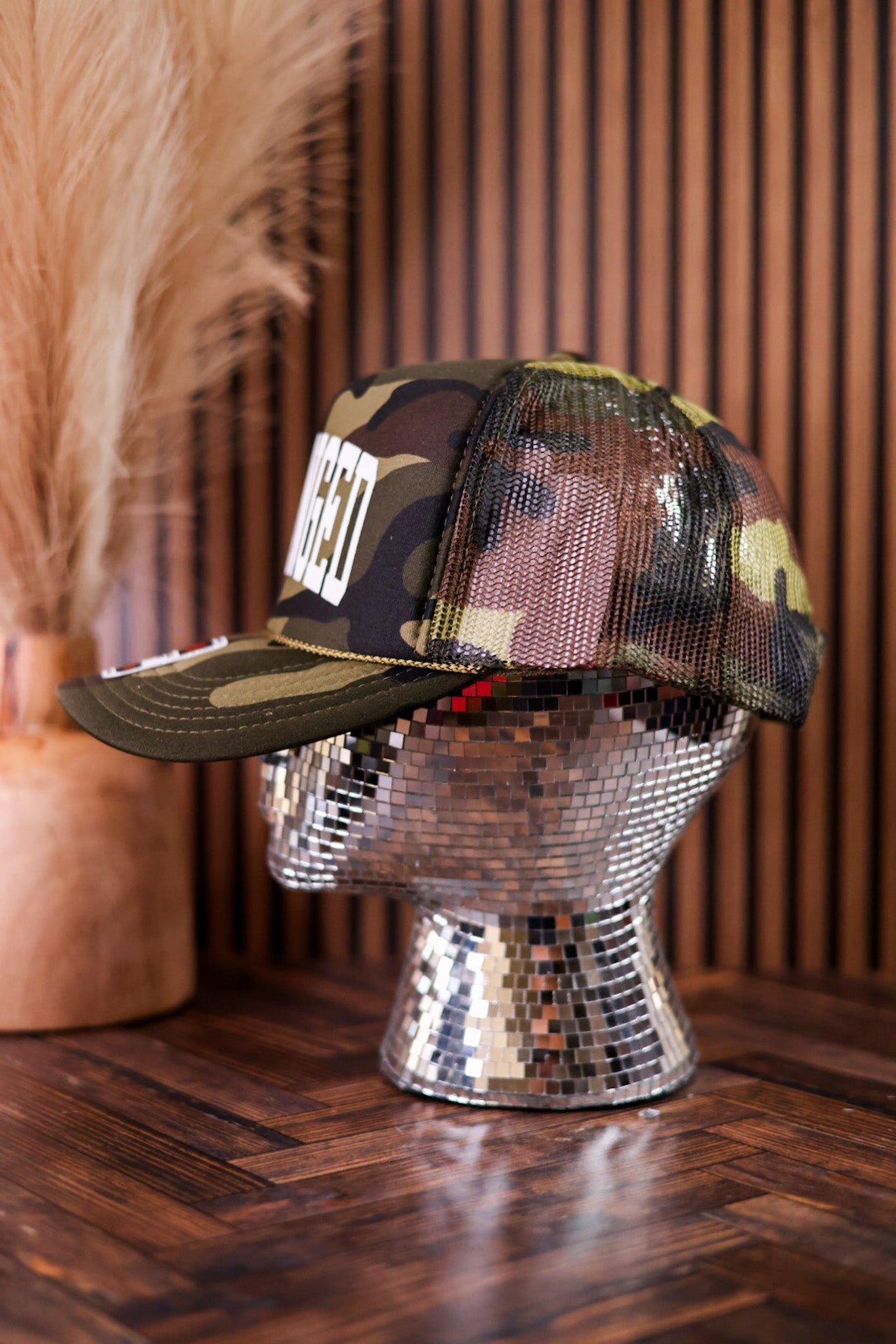 Unhinged Camo Snapback Trucker Hat - Whiskey Skies - SOUTHERN BLISS COMPANY