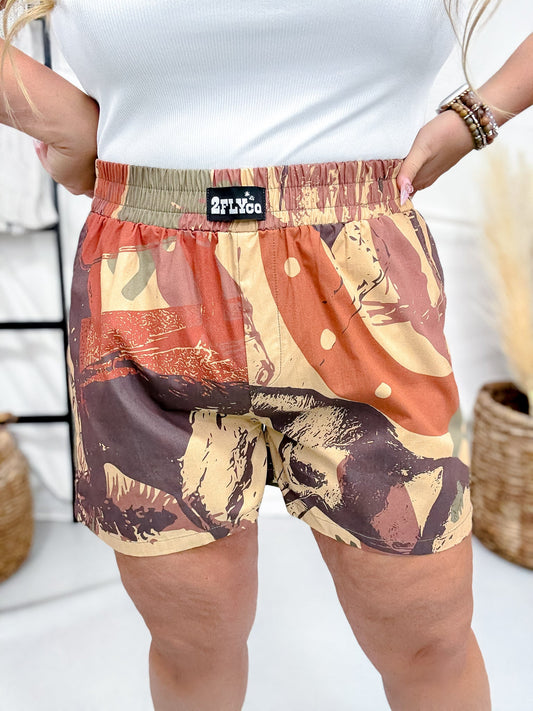 Untamed Camouflage Print Lounge Shorts - Whiskey Skies - 2 FLY CO.
