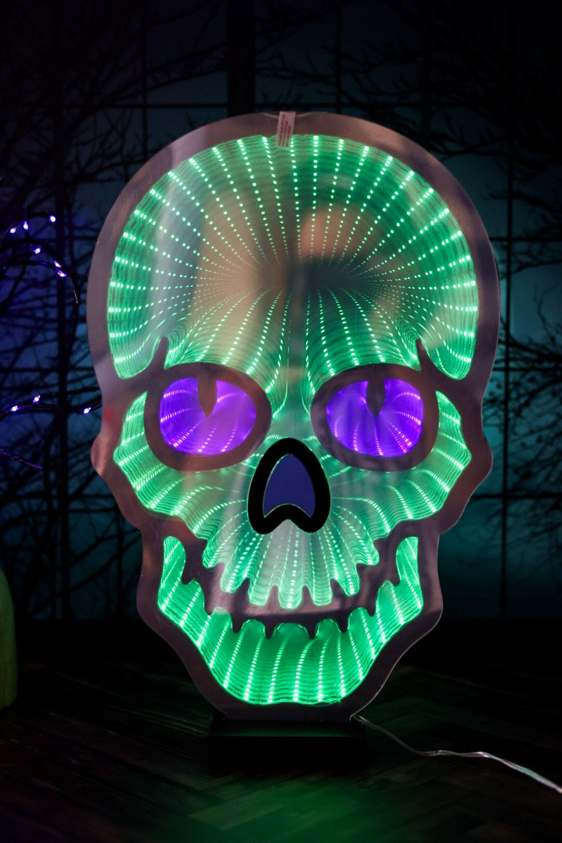 USB Electric Purple Nose Infinity Lighted Halloween Skull - Whiskey Skies - GERSON COMPANIES
