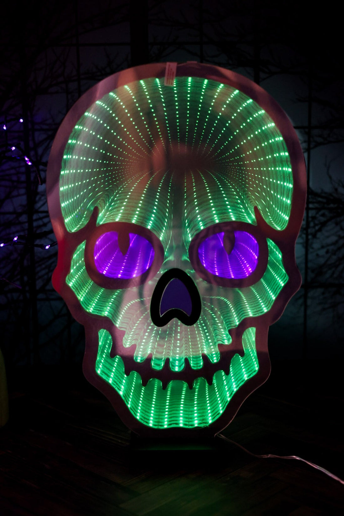 USB Electric Purple Nose Infinity Lighted Halloween Skull - Whiskey Skies - GERSON COMPANIES