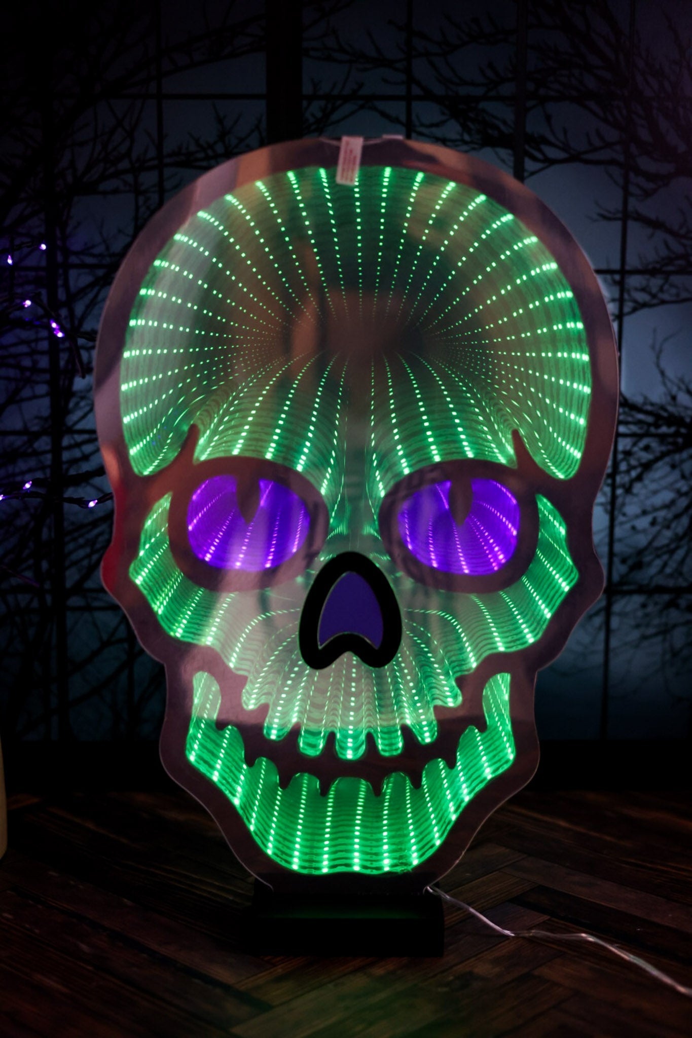 USB Electric Purple Nose Infinity Lighted Halloween Skull - Whiskey Skies - GERSON COMPANIES