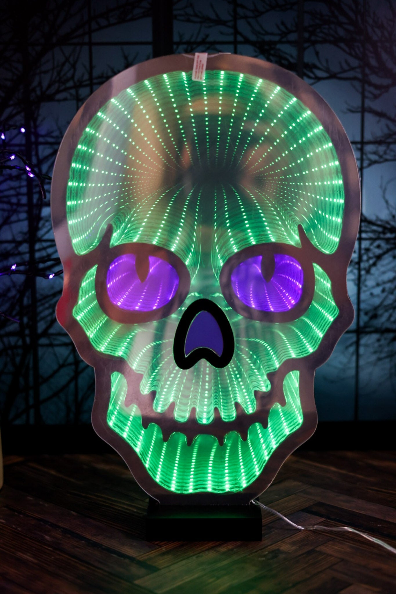 USB Electric Purple Nose Infinity Lighted Halloween Skull - Whiskey Skies - GERSON COMPANIES