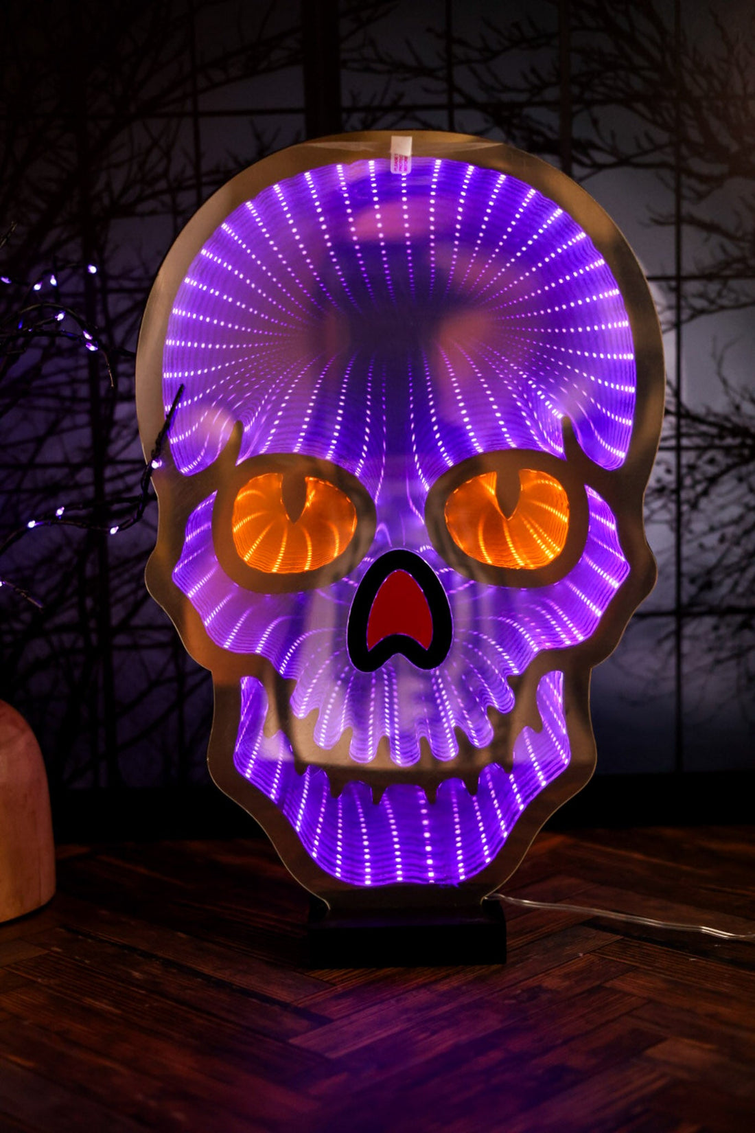 USB Electric Red Nose Infinity Lighted Halloween Skull - Whiskey Skies - GERSON COMPANIES