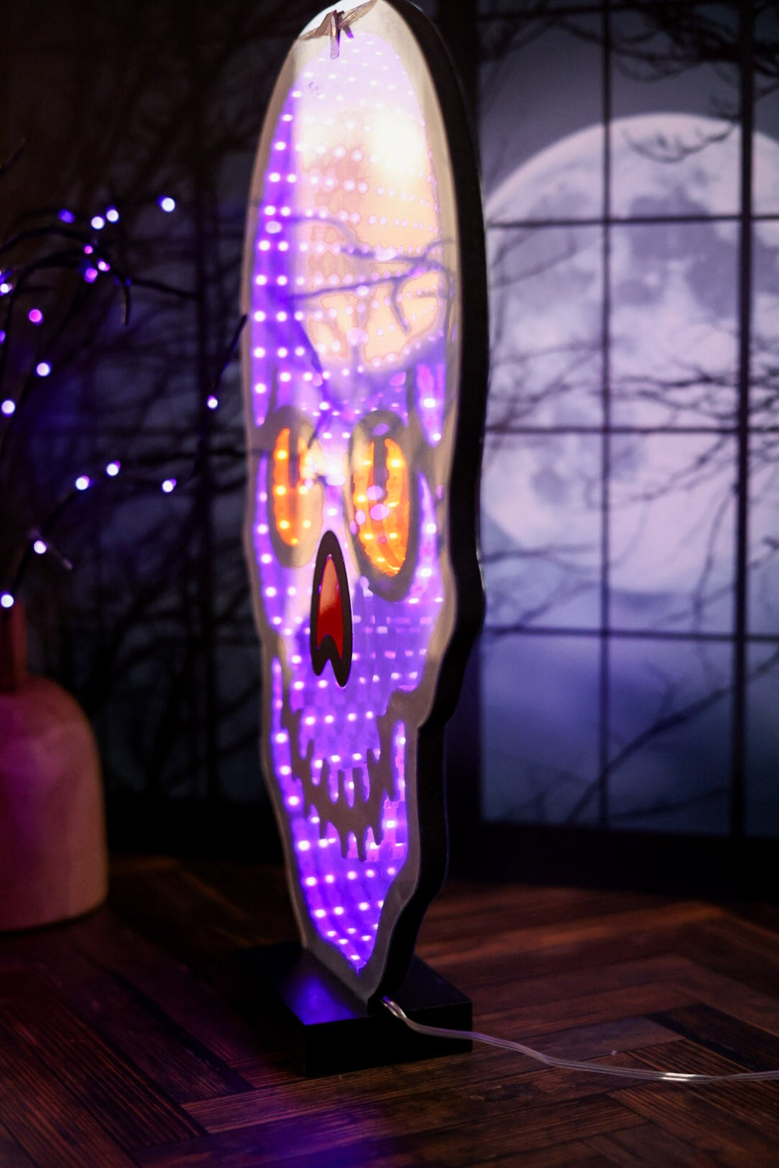 USB Electric Red Nose Infinity Lighted Halloween Skull - Whiskey Skies - GERSON COMPANIES