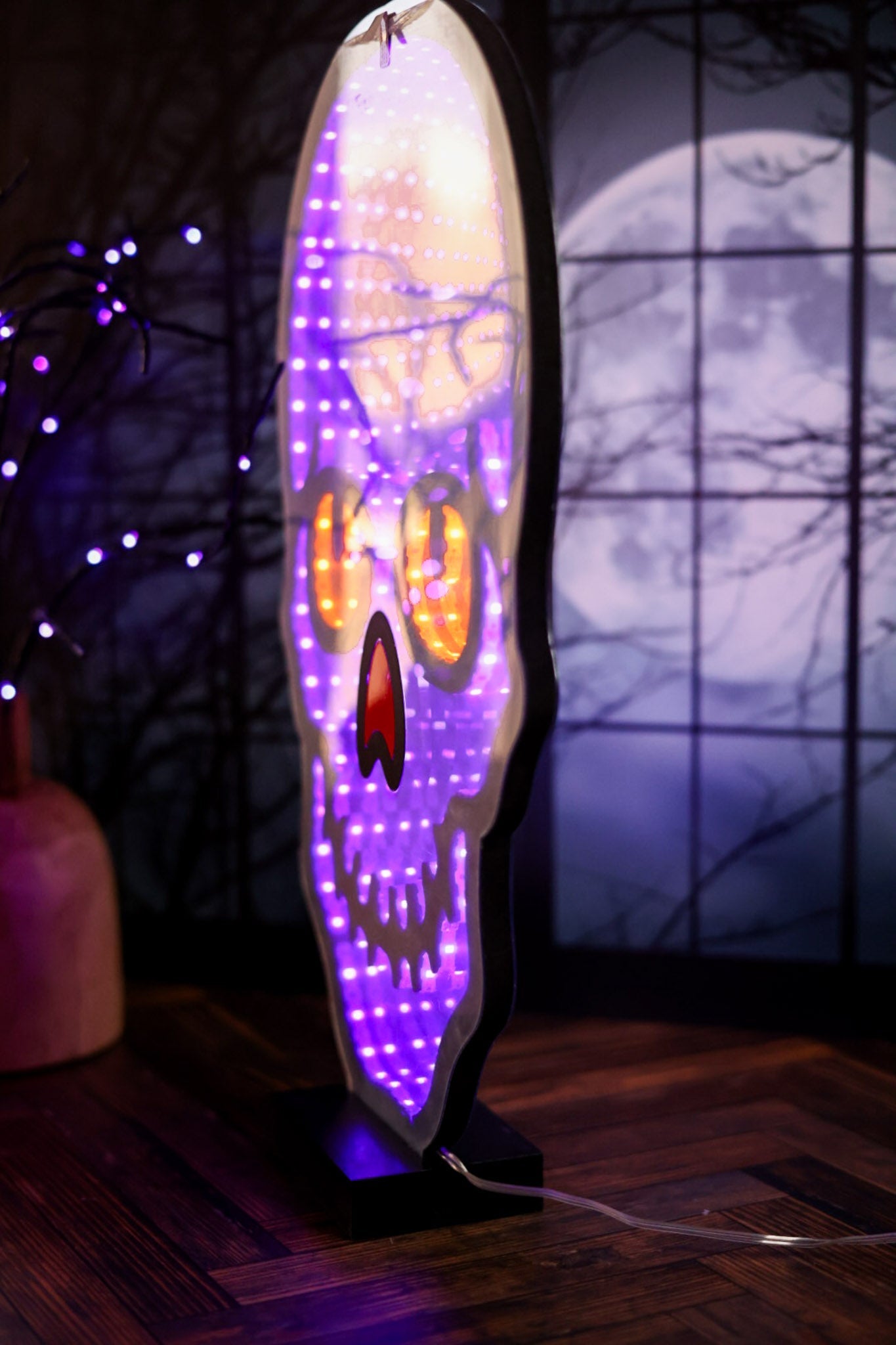 USB Electric Red Nose Infinity Lighted Halloween Skull - Whiskey Skies - GERSON COMPANIES