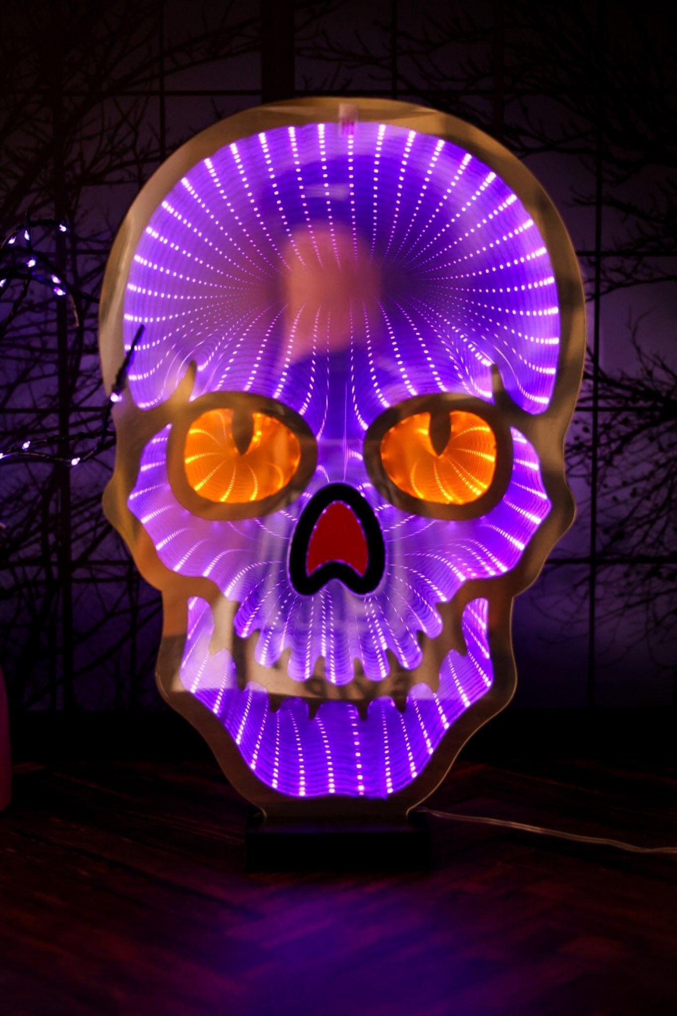 USB Electric Red Nose Infinity Lighted Halloween Skull - Whiskey Skies - GERSON COMPANIES