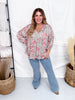 V - Neck Floral And Leopard Print Top With Balloon Sleeves - Whiskey Skies - ODDI