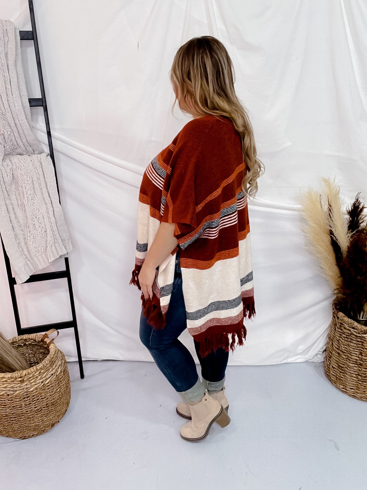 V - Neck Knit Poncho - Whiskey Skies - ANDREE BY UNIT