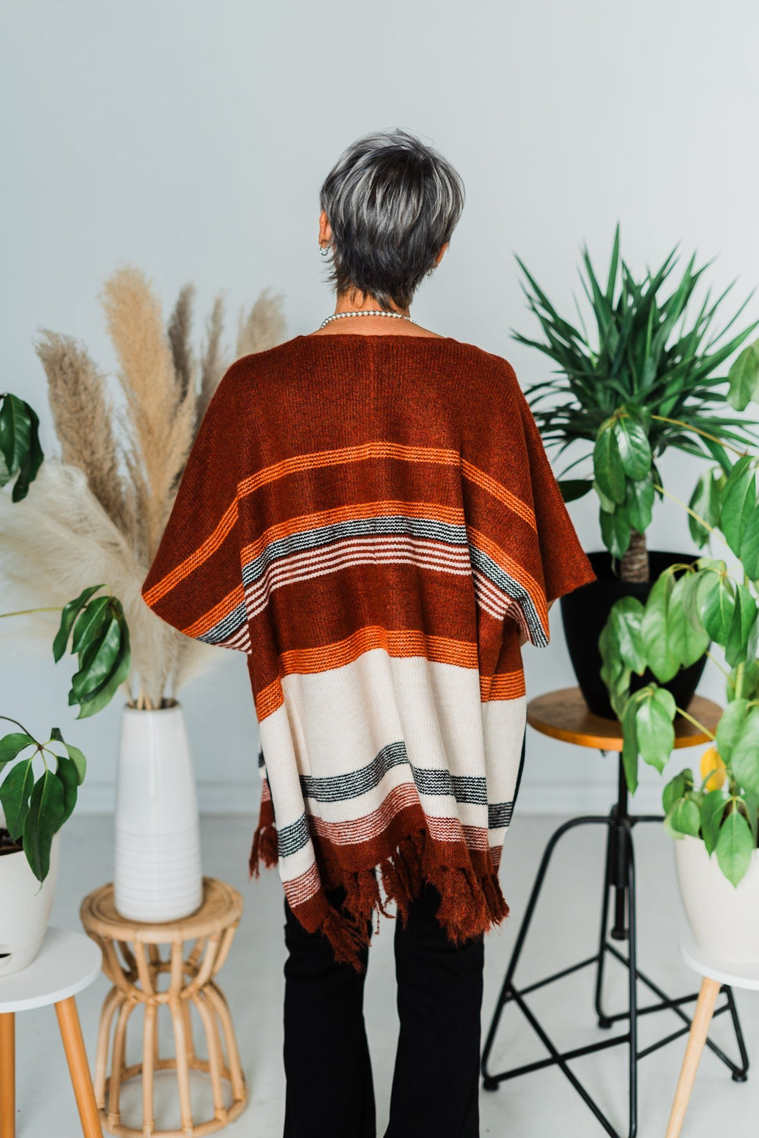 V - Neck Knit Poncho - Whiskey Skies - ANDREE BY UNIT