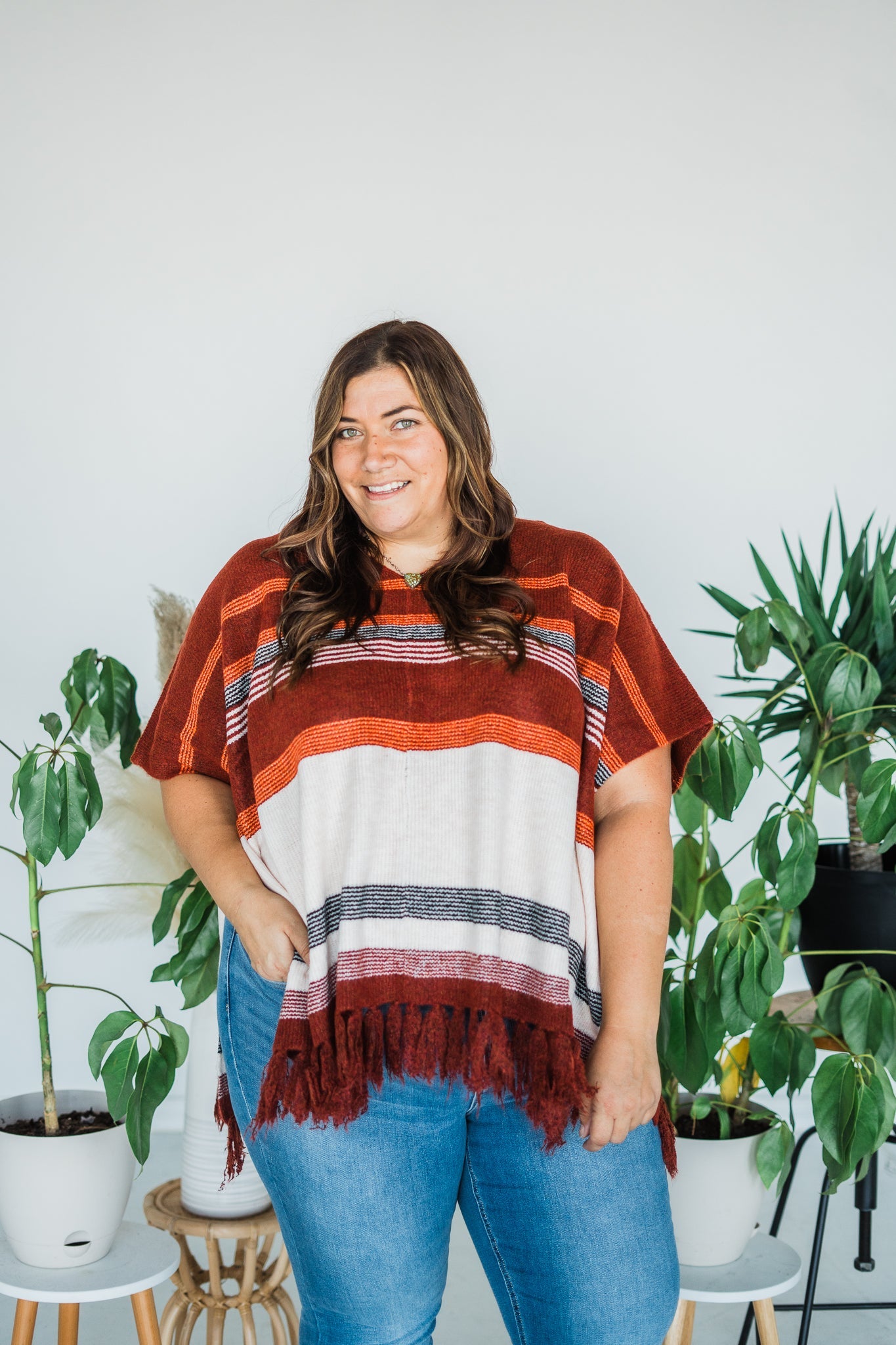 V - Neck Knit Poncho - Whiskey Skies - ANDREE BY UNIT