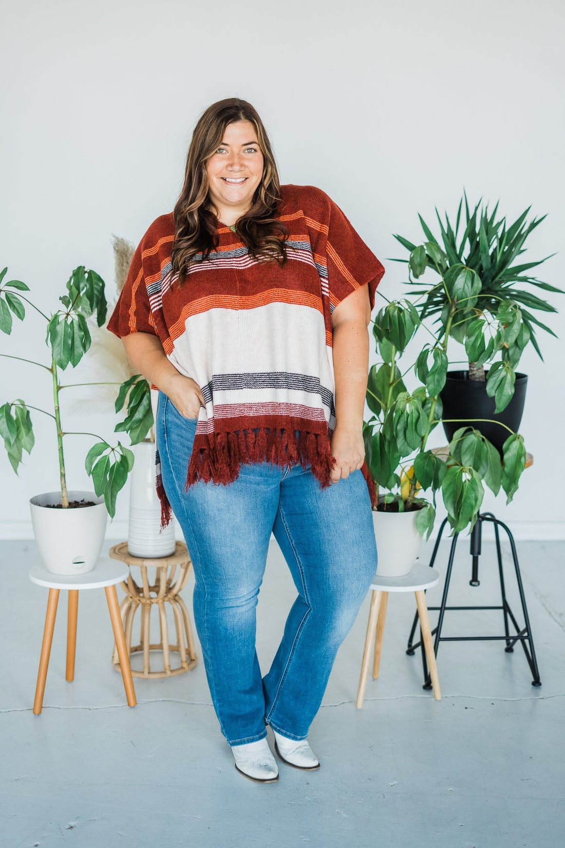 V - Neck Knit Poncho - Whiskey Skies - ANDREE BY UNIT