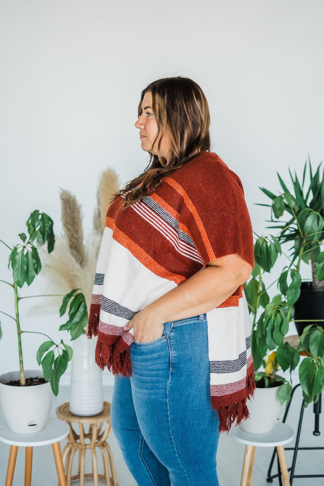 V - Neck Knit Poncho - Whiskey Skies - ANDREE BY UNIT