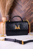 Valencia Ostrich Leather Black Bag - Whiskey Skies - LOYAL WEST