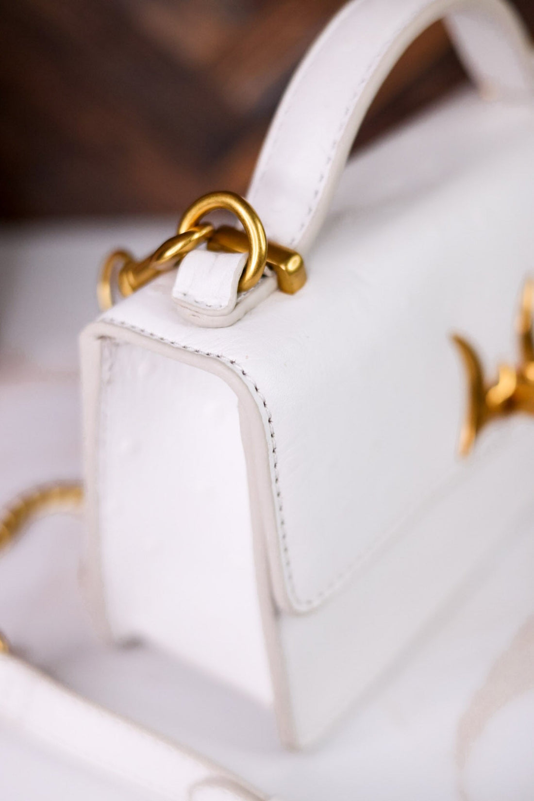 Valencia Ostrich Leather White Bag - Whiskey Skies - LOYAL WEST