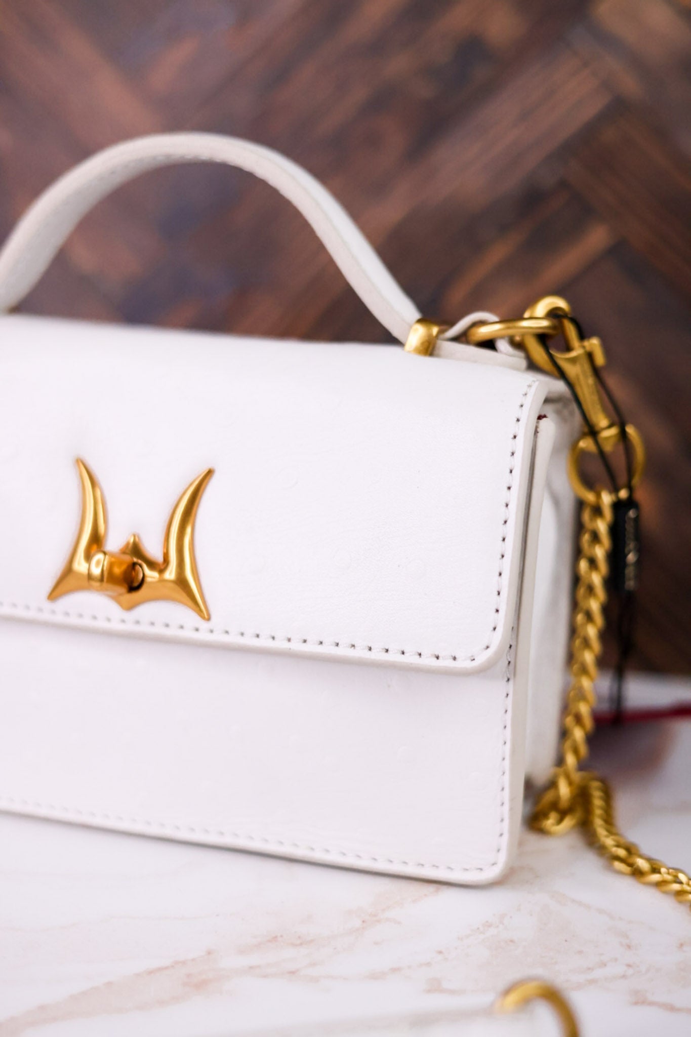 Valencia Ostrich Leather White Bag - Whiskey Skies - LOYAL WEST