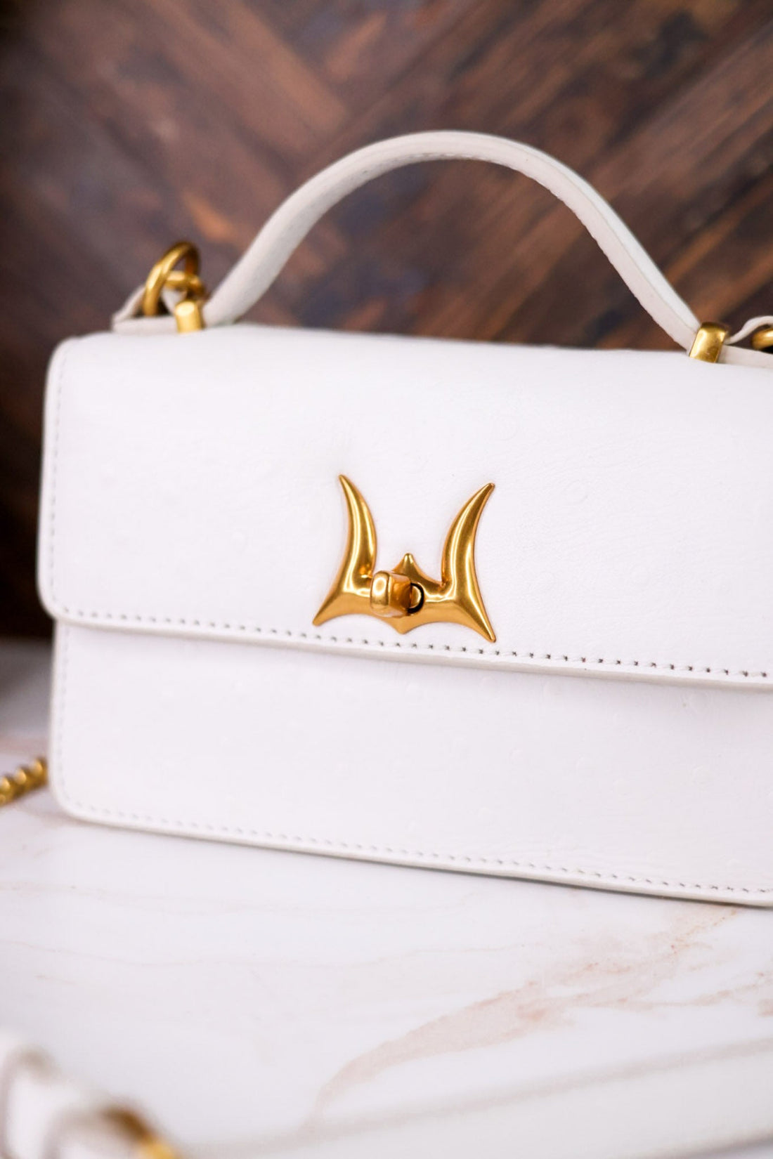 Valencia Ostrich Leather White Bag - Whiskey Skies - LOYAL WEST