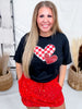 Valentine's Day Checkered Heart Graphic Tee - Whiskey Skies - SOUTHERN BELLE