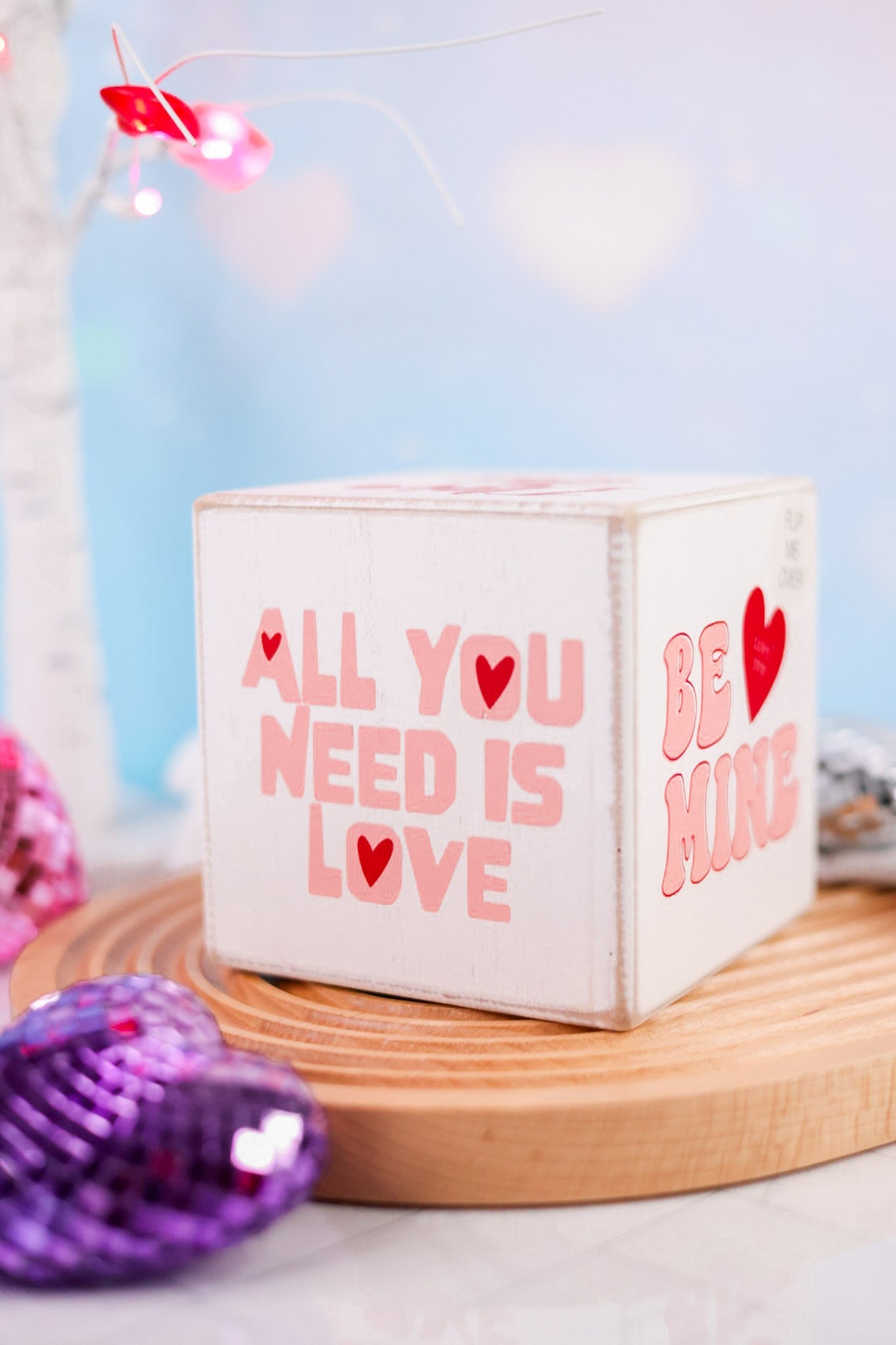 Valentine's Day Decorative Wooden Cube - Whiskey Skies - ADAMS & CO