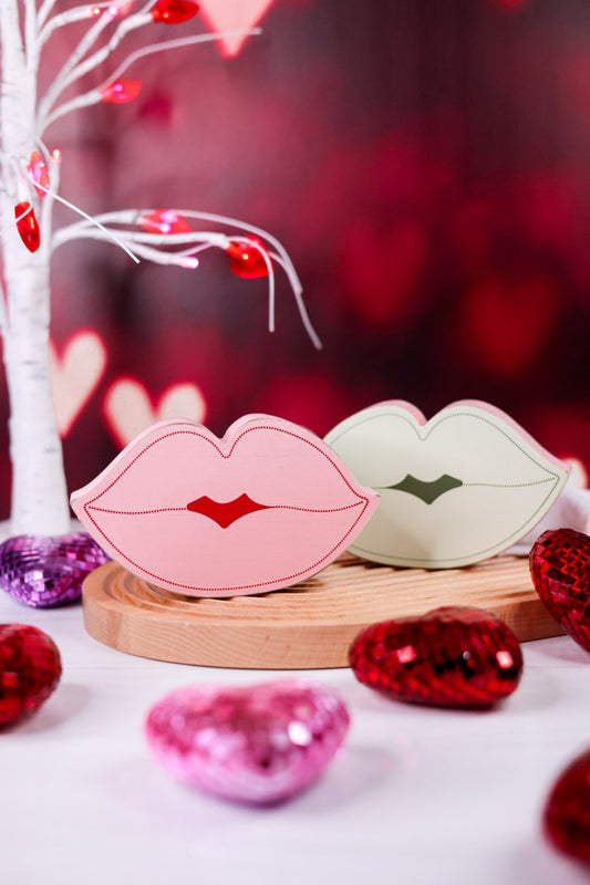 Valentine's Day/St. Patrick's Day Kiss Reversible Wooden Sitter - Whiskey Skies - DEVANIE AT HOME