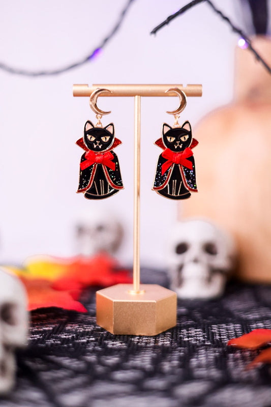 Vampire Cat Earrings - Whiskey Skies - PERIWINKLE BY BARLOW