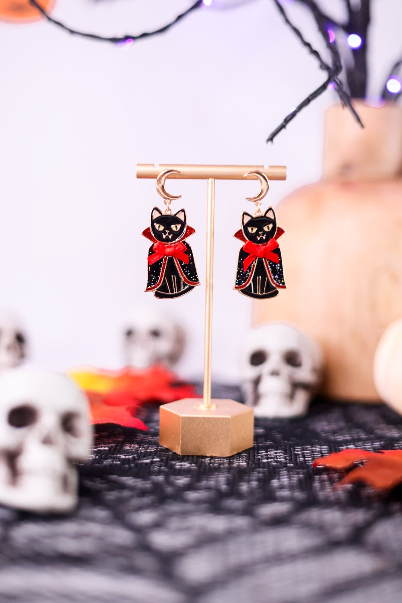Vampire Cat Earrings - Whiskey Skies - PERIWINKLE BY BARLOW