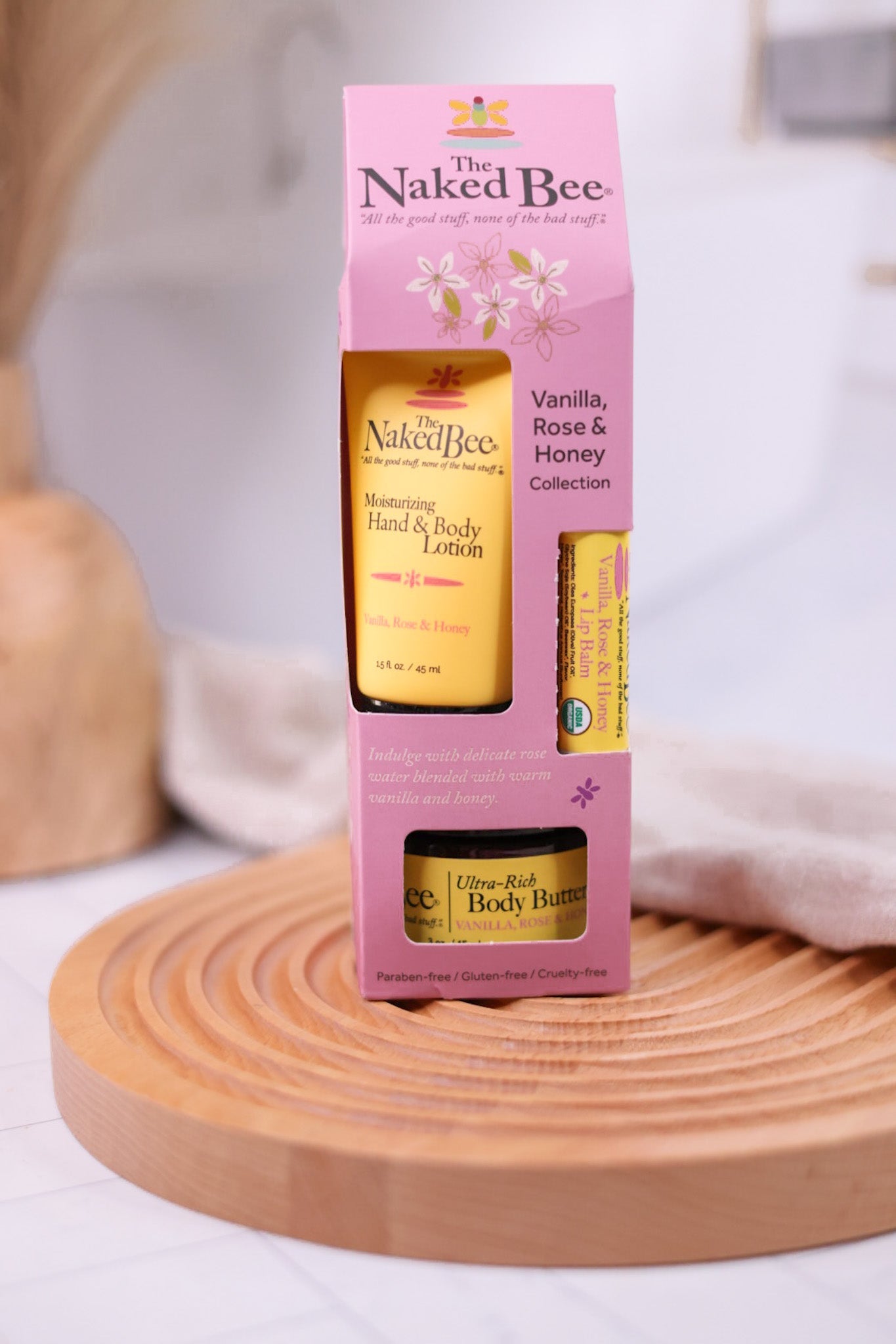 Vanilla, Rose, and Honey Moisturizing Gift Set - Whiskey Skies - THE NAKED BEE