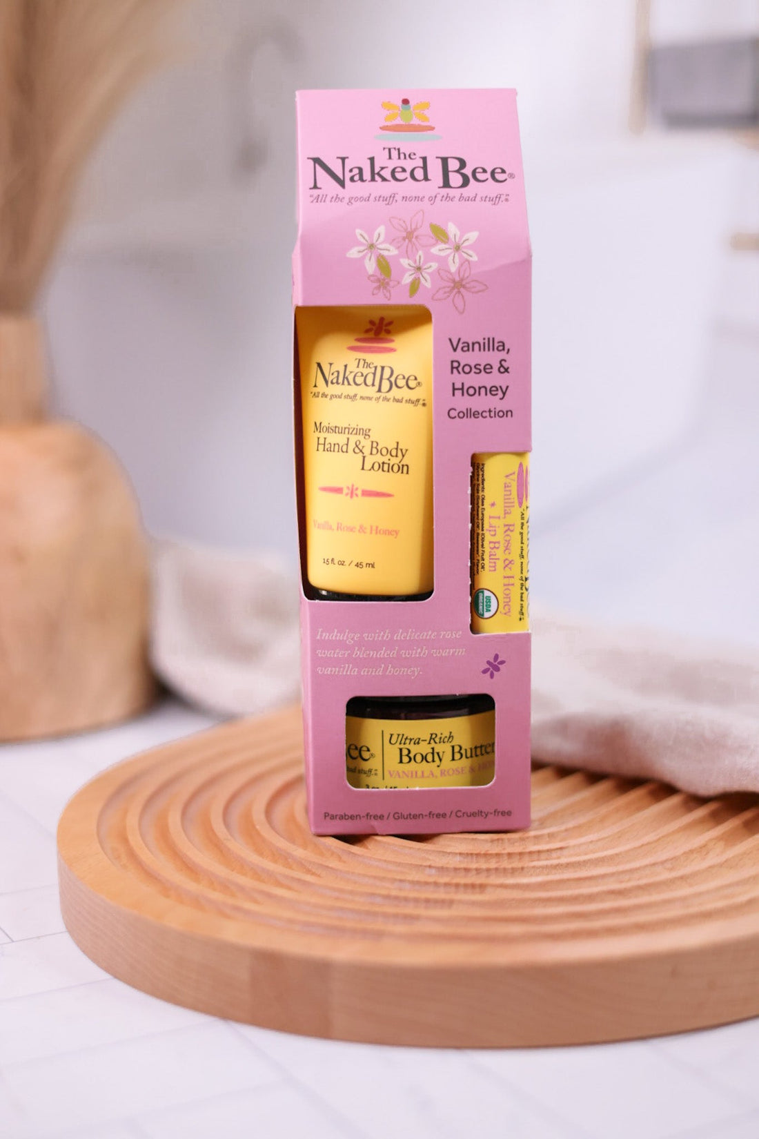 Vanilla, Rose, and Honey Moisturizing Gift Set - Whiskey Skies - THE NAKED BEE